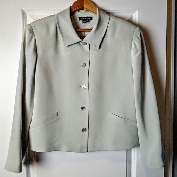 Due Per Due Pale Green Short Silk Jacket - Picture 1 of 6